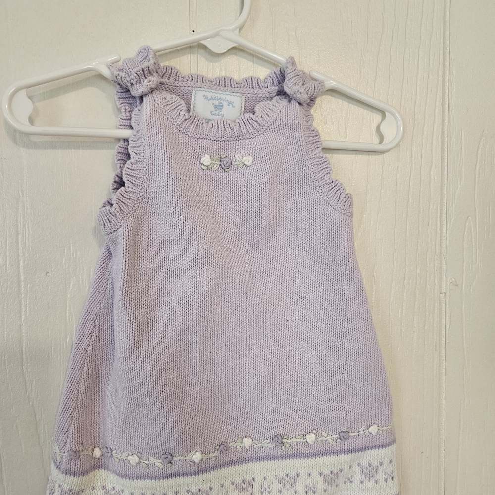Hartstrings Lilac Knit Dress with Floral Accents